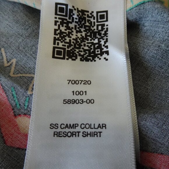 True Religion Button Up Shirt Men's Size M Black Resort Print Resortwear Camp - Picture 7 of 8